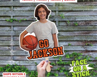 Personalized Basketball Face on a Stick | Sports Team Cheer Sign