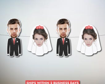 Funny Bride & Groom Face Banner | Custom Face Wedding Banner | Big Head Garland | Custom Wedding Face Banner | Personalized Wedding Garland