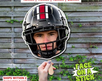 Custom Football Face Cutout | Game Day Big Head on a Stick | Sports Fan Sign