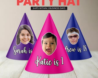 Custom Face Birthday Party Hat | Personalized Photo Cone
