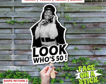 Personalized 50th Birthday Face Fan | Photo Booth Prop