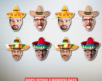 Personalized Fiesta Face Banner | Custom Sombrero Photo Garland, Birthday Decor