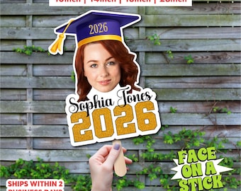Graduation Big Head Face Fan Class of 2026 | Custom Face on a Stick | Personalized Big Head Cutout | Senior 2026 Decor