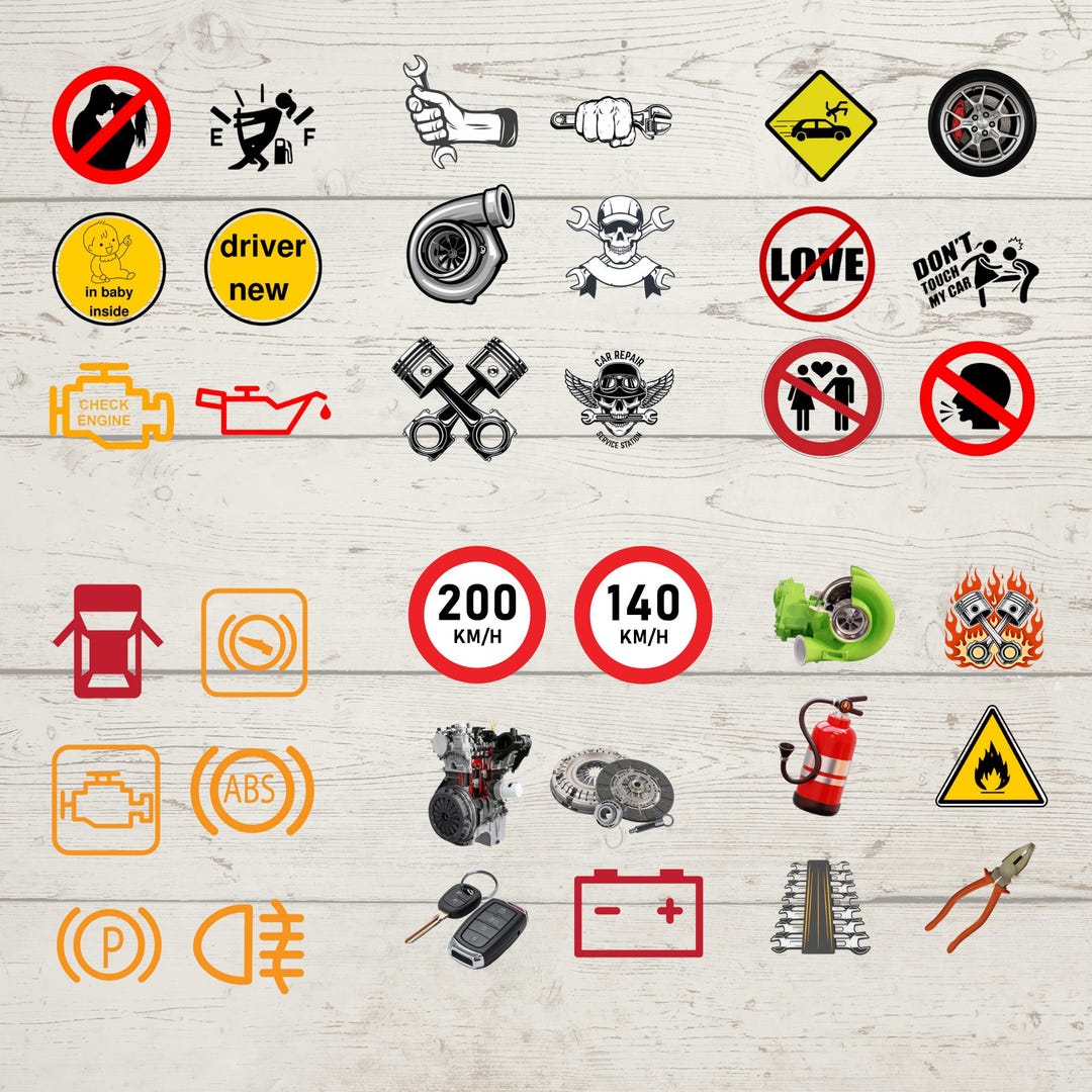 60 Car Stickers Bundle, Automotive Decals (PNG & PDF) - Etsy