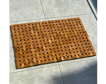Badematten und Teppiche aus Holz, rutschfeste, antibakterielle Badematte, strapazierfähig, Bambusdekor