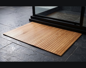 Bambus-Badematte, natürlicher Duschvorhang, rutschfeste Bodendekoration aus Holz, wasserdichte Spa-Matte