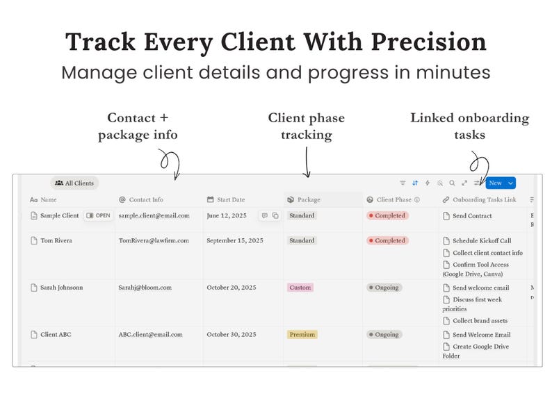 Notion Onboarding & Client Intake Template | Track Leads and Active ...