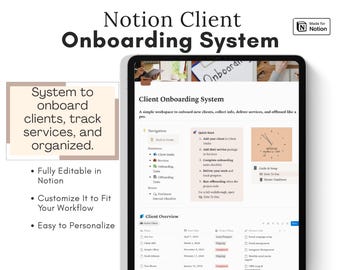 Plantilla de incorporación de clientes para autónomos / Flujo de trabajo de admisión, servicios y desvinculación de clientes de Notion Tracker