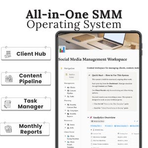Notion Social Media Manager Template Content Planner & SMM Business System Notion Client, Task, Campaign, Report and Client Portal Dashboard
