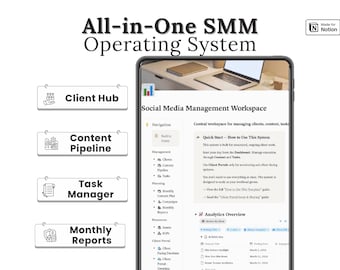 Notion Social Media Manager Template Content Planner & SMM Business System Notion Client, Task, Campaign, Report and Client Portal Dashboard