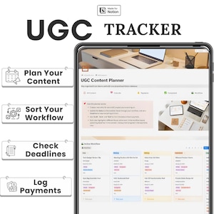 UGC Content Planner Notion Template for Creators, Brand Outreach | Simple Workflow, Calendar & Payment Tracker, Manage your UGC Business