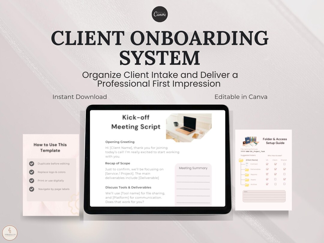 Client Onboarding System Template in Canva – Freelancer & VA Client ...