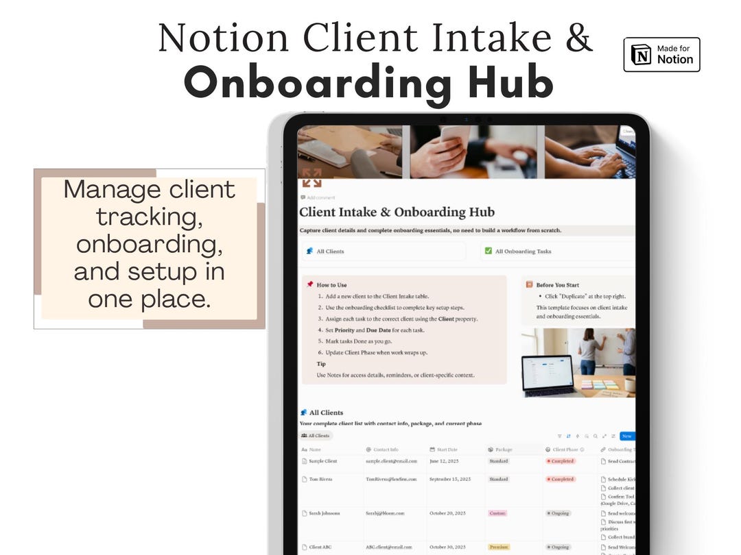 Notion Onboarding & Client Intake Template | Track Leads and Active ...