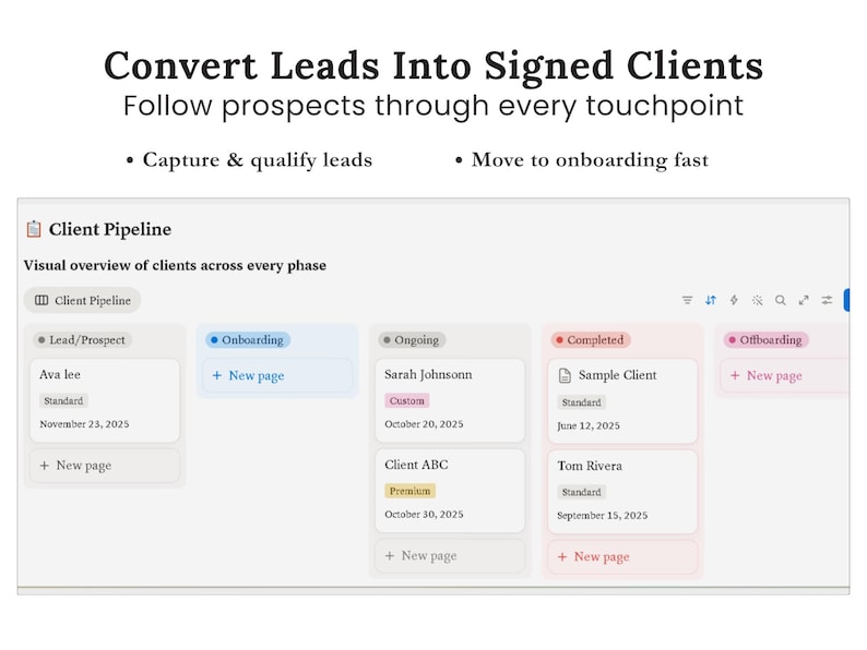 Notion Onboarding & Client Intake Template | Track Leads and Active ...