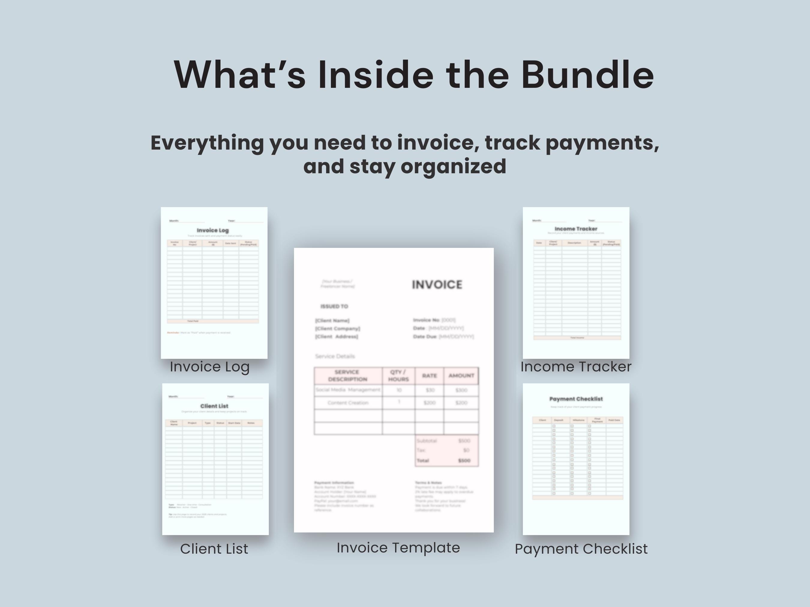 Invoice Log Label Invoice Log & Payment Tracker System | Editable Canva Templates for ...