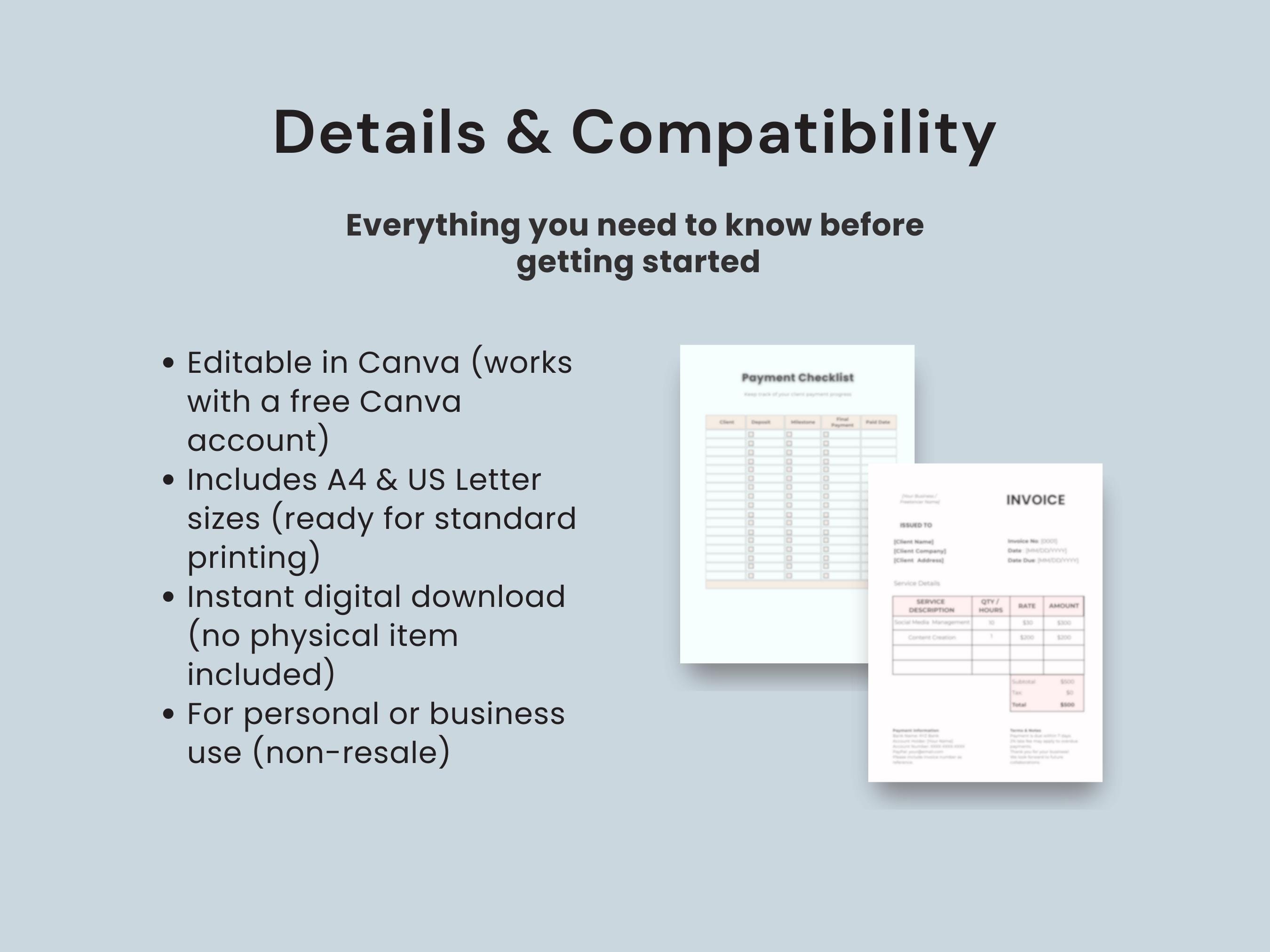 Invoice Log & Payment Tracker System | Editable Canva Templates for ...