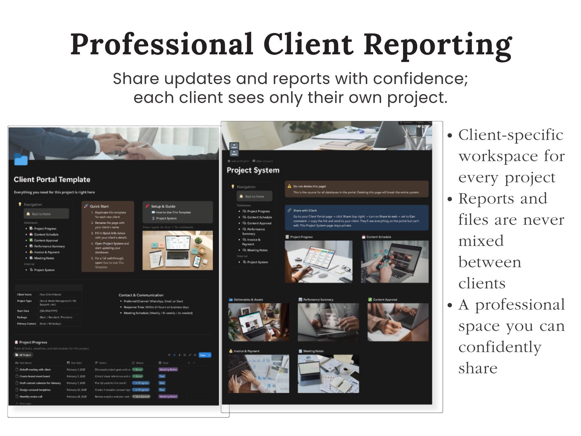 Notion Client Portal Template for Social Media Managers, Content ...