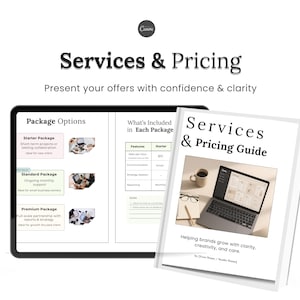 Service & Pricing Guide Template | Price List | Canva Template | Process and Package Guide for Freelancer, Virtual Assistant