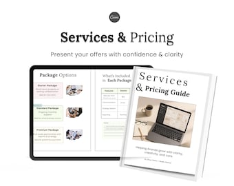 Service & Pricing Guide Template | Price List | Canva Template | Process and Package Guide for Freelancer, Virtual Assistant