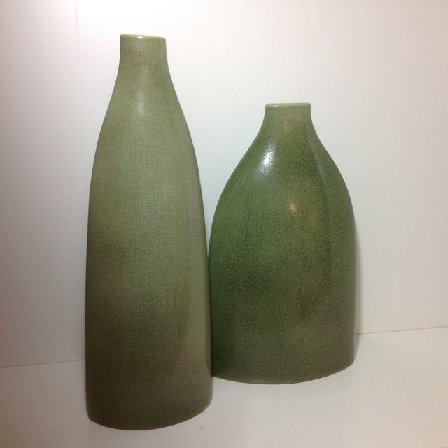 Pair of green vases made in portugal from etcetera Vase Etsy