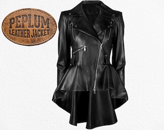 Cappotto in pelle nero peplum da donna, ideale per cosplay di Selene Underworld Vampire Death Dealer, costume dark gotico per feste di Halloween invernali.