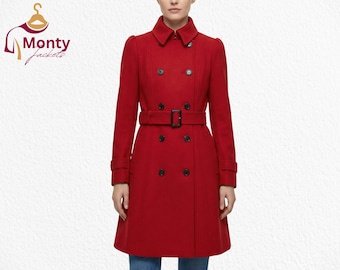 Women’s Swing Pea Coat, Classic Double-Breasted Wool Outerwear, Vintage Style, Winter Essential, Handcrafted Quality