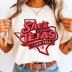 She’s From Tejas PNG | Leopard Shirt Design | Hot Red Western PNG | Digital Download