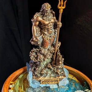 Poseidon Devotional Offering Bowl – King of the Sea Altar Bowl | Ocean Magic, Strength, and Purification Ritual Decor