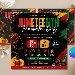Juneteenth-flyermall, blockfest, evenemang, leverantörer, marknad, sommarfestival, redigerbar design, utskrivbar kampanj, direktnedladdning bild 8