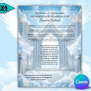 Editable Funeral Resolution Letter Template, Letter From Pastor, Church Funeral Memorial Service, Catholic Funeral Tribute Card