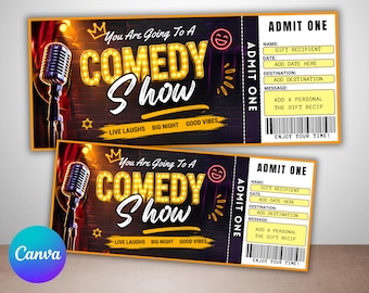 Druckbares COMEDY SHOW Ticket Surprise Ticket Stand up Comedy Geschenk Comedy Club Event druckbare Geschenkkarte Comedy Show Gutschein offenbaren