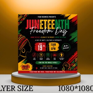 Juneteenth-flyermall, blockfest, evenemang, leverantörer, marknad, sommarfestival, redigerbar design, utskrivbar kampanj, direktnedladdning bild 4