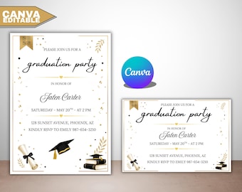 Abitur-Einladungsvorlage Klasse Von 2026 Abitur-Moderne-Bearbeitbare Sofort-Download-Design-Party einladen Abitur-Diplom