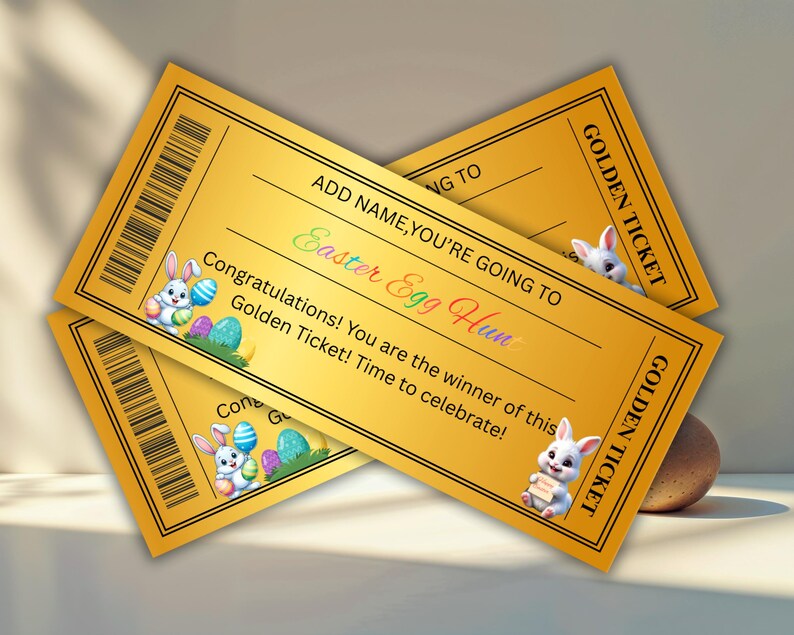 Easter Golden Ticket Printable Gift Card, Editable Easter Bunny Money ...