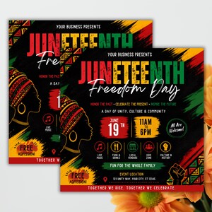 Juneteenth-flyermall, blockfest, evenemang, leverantörer, marknad, sommarfestival, redigerbar design, utskrivbar kampanj, direktnedladdning bild 10