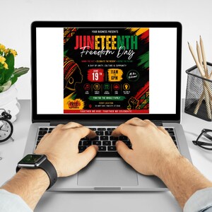 Juneteenth-flyermall, blockfest, evenemang, leverantörer, marknad, sommarfestival, redigerbar design, utskrivbar kampanj, direktnedladdning bild 11
