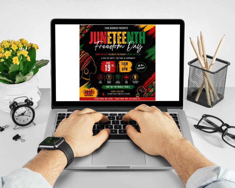 Juneteenth-flyermall, blockfest, evenemang, leverantörer, marknad, sommarfestival, redigerbar design, utskrivbar kampanj, direktnedladdning bild 11
