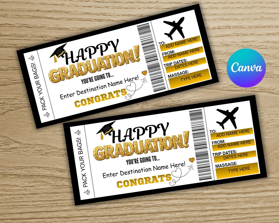 Graduation Ticket Request Graduation Boarding Pass Ticket – Printable Surprise Graduation Ticket ...
