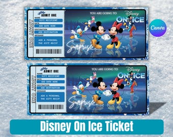 Disney on-Ice Show Ticket druckbare Eintrittskarte - Überraschungsgeschenk für Kinder, Holiday Ice Show & Trip Reveal, Canva Bearbeitbare Vorlage