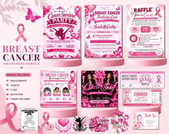 Vorlagenpaket zur Sensibilisierung für Brustkrebs | Sammlung für Spendenaktionen und Veranstaltungen zum Thema Brustkrebs mit rosa Schleife