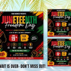 Juneteenth-flyermall, blockfest, evenemang, leverantörer, marknad, sommarfestival, redigerbar design, utskrivbar kampanj, direktnedladdning bild 5