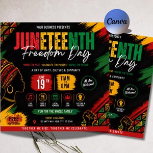 Juneteenth-flyermall, blockfest, evenemang, leverantörer, marknad, sommarfestival, redigerbar design, utskrivbar kampanj, direktnedladdning bild 13