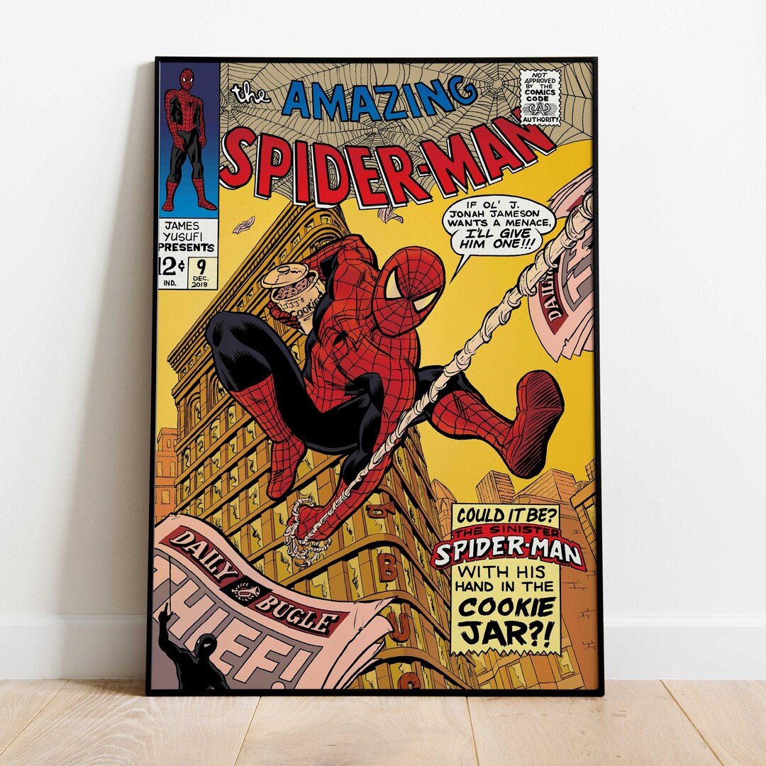 Spiderman Comic Poster | Peter Parker Wall Decor | Rolled Canvas Print ...