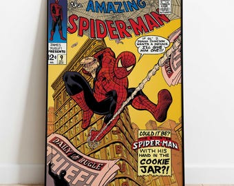 Stripposter Spider-Man | Peter Parker-muurdecoratie | Opgerolde canvasafdruk • 2