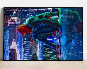 Poster Spider-Man in het spider-Verse | Miles Morales kunst aan de muur | Opgerolde canvasafdruk