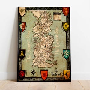 Westeros Karte Poster | GOT Wandkunst | Leinwanddruck gerollt | Geschenk Tv Show Poster • 2