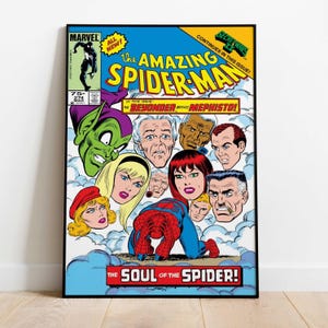 May include: A framed comic book cover of The Amazing Spider-Man #274. The cover features Spider-Man, the Green Goblin, and other characters. The title text is in yellow, with the Marvel logo in the upper left corner.