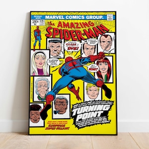 Spiderman Comic Poster | Peter Parker Wall Decor | Rolled Canvas Print • 2 Style • 6