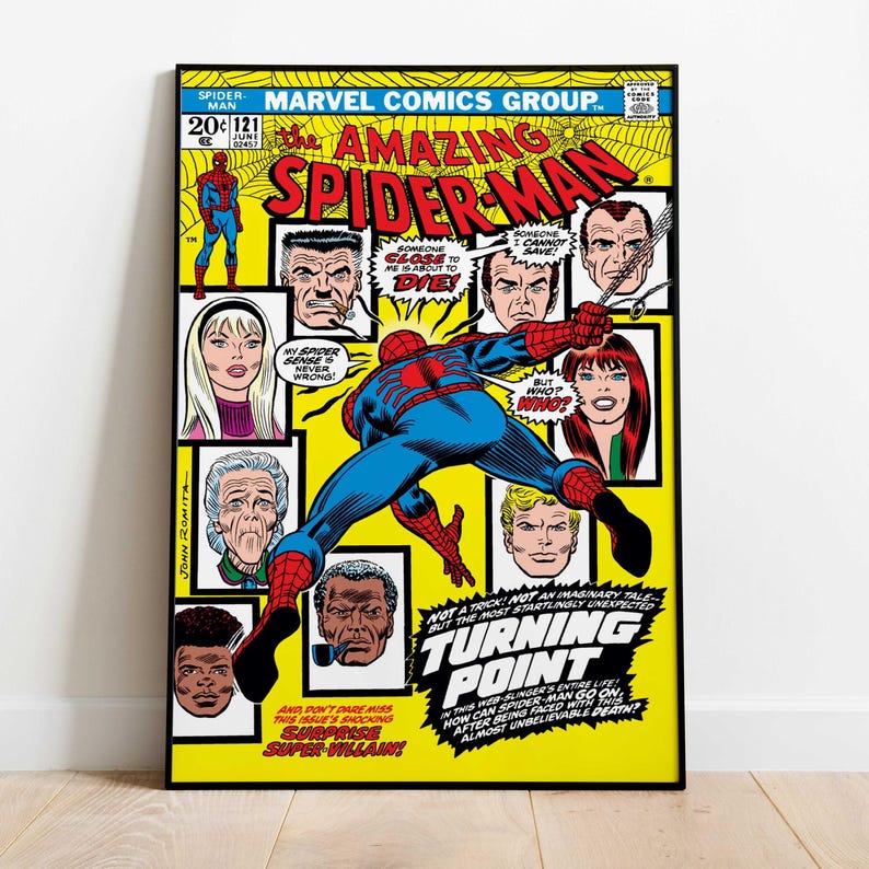 Spiderman Comic Poster | Peter Parker Wall Decor | Rolled Canvas Print • 2 Style • 6