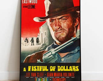 A Fistful of Dollars Poster | Western Film Wall Art | Rolled Canvas Print | Gift Movie Poster